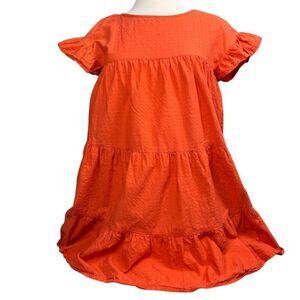 INTHEBEGINNING Los Angeles Orange Tiered Dress Ruffle Sleeve Size Medium